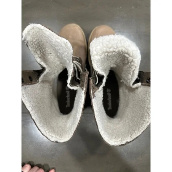 Timberland 8330R Waterproof Roll-Top Fleece Lined Boots Brown Suede Womens 8.5M - Picture 5 of 9